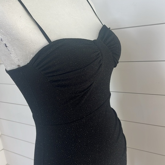 Leyva’s asymmetrical bodycon sweetheart‎ black sparkle dress women’s small - Picture 7 of 9